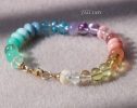- Solid Gold 14K Silk Knotted Pastel Bracelet, Multi Gemstone Bracelet in Finest Quality