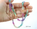 - Solid Gold 14K Silk Knotted Pastel Multi Gemstone Necklace