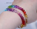 - Solid Gold 14K Silk Knotted Rainbow Bracelet, Genuine Multi Gemstone Colorful Bracelet