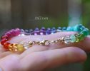 - Solid Gold 14K Silk Knotted Rainbow Bracelet, Genuine Multi Gemstone Colorful Bracelet