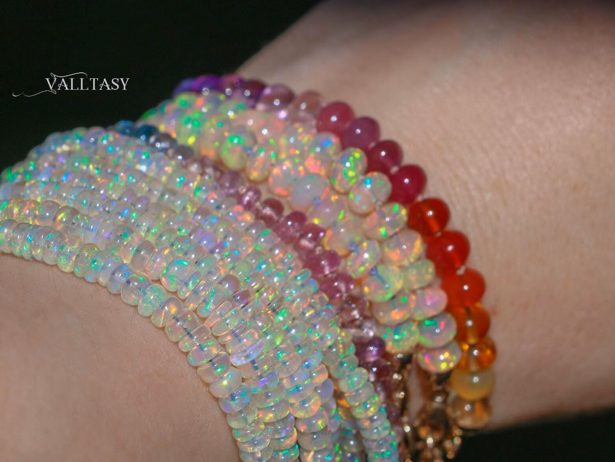 - Solid Gold 14K Silk Knotted Rainbow Bracelet, Genuine Multi Gemstone Colorful Bracelet