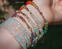 - Solid Gold 14K Silk Knotted Rainbow Bracelet, Genuine Multi Gemstone Colorful Bracelet