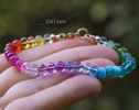 - Solid Gold 14K Silk Knotted Rainbow Bracelet, Genuine Multi Gemstone Colorful Bracelet