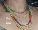 - Solid Gold 14K Silk Knotted Rainbow Gemstone Extender for Bracelets and Necklaces