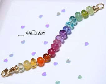 - Solid Gold 14K Silk Knotted Rainbow Gemstone Extender for Bracelets and Necklaces