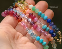 - Solid Gold 14K Silk Knotted Rainbow Multi Gemstone Necklace