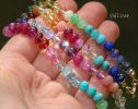 - Solid Gold 14K Silk Knotted Rainbow Multi Gemstone Necklace