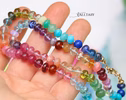 - Solid Gold 14K Silk Knotted Rainbow Multi Gemstone Necklace
