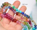 - Solid Gold 14K Silk Knotted Rainbow Multi Gemstone Necklace