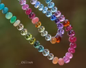 - Solid Gold 14K Silk Knotted Rainbow Multi Gemstone Necklace