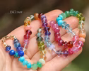 - Solid Gold 14K Silk Knotted Rainbow Multi Gemstone Necklace