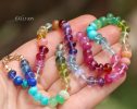 - Solid Gold 14K Silk Knotted Rainbow Multi Gemstone Necklace