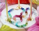 - Solid Gold 14K Silk Knotted Rainbow Multi Gemstone Necklace