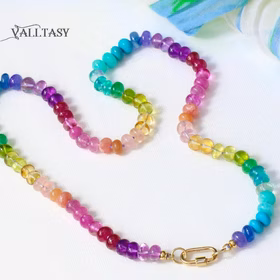 The Unicorn Necklace – Solid Gold 14K Silk Knotted Rainbow Multi Gemstone Necklace