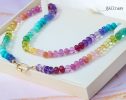 - Solid Gold 14K Silk Knotted Rainbow Multi Gemstone Necklace