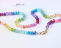 - Solid Gold 14K Silk Knotted Rainbow Multi Gemstone Necklace