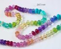 - Solid Gold 14K Silk Knotted Rainbow Multi Gemstone Necklace