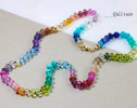 - Solid Gold 14K Silk Knotted Rainbow Multi Gemstone Necklace