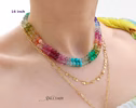 - Solid Gold 14K Silk Knotted Rainbow Multi Gemstone Necklace