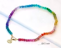 - Solid Gold 14K Silk Knotted Rainbow Multi Gemstone Necklace