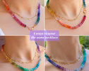 - Solid Gold 14K Silk Knotted Rainbow Multi Gemstone Necklace