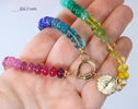 - Solid Gold 14K Silk Knotted Rainbow Multi Gemstone Necklace