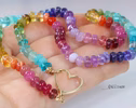 - Solid Gold 14K Silk Knotted Rainbow Multi Gemstone Necklace, Repeating Rainbow