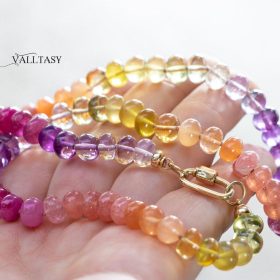 Follow the Dreams Necklace – Solid Gold 14K Silk Knotted Sunset Inspired Multi Gemstone Necklace Follow the Dreams Necklace – Solid Gold 14K Silk Knotted Sunset Inspired Multi Gemstone Necklace