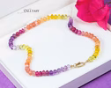 - Solid Gold 14K Silk Knotted Sunset Inspired Multi Gemstone Necklace
