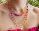 - Solid Gold 14K Silk Knotted Sunset Inspired Multi Gemstone Necklace