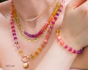 - Solid Gold 14K Silk Knotted Sunset Inspired Multi Gemstone Necklace