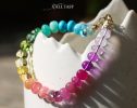 - Solid Gold 14K Silk Knotted Unicorn Colorful Bracelet, Multi Gemstone Bracelet in a Vivid Rainbow