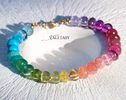 - Solid Gold 14K Silk Knotted Unicorn Colorful Bracelet, Multi Gemstone Bracelet in a Vivid Rainbow