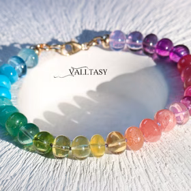 The Unicorn Bracelet – Solid Gold 14K Silk Knotted Unicorn Colorful Bracelet, Multi Gemstone Bracelet in a Vivid Rainbow