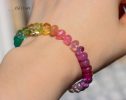 - Solid Gold 14K Silk Knotted Unicorn Colorful Bracelet, Multi Gemstone Bracelet in a Vivid Rainbow