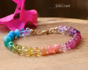 - Solid Gold 14K Silk Knotted Unicorn Colorful Bracelet, Multi Gemstone Bracelet in a Vivid Rainbow