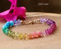 - Solid Gold 14K Silk Knotted Unicorn Colorful Bracelet, Multi Gemstone Bracelet in a Vivid Rainbow
