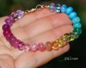 - Solid Gold 14K Silk Knotted Unicorn Colorful Bracelet, Multi Gemstone Bracelet in a Vivid Rainbow