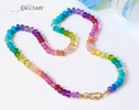 - Solid Gold 14K Silk Knotted Unicorn Colorful Bracelet, Multi Gemstone Bracelet in a Vivid Rainbow