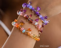- Solid Gold 14K Spicy Silk Knotted Bracelet with Opals and Peach, Yellow Orange Gemstones