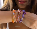 - Solid Gold 14K Spicy Silk Knotted Bracelet with Opals and Peach, Yellow Orange Gemstones
