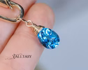- Solid Gold 14K Swiss Blue Topaz Charm, Genuine Topaz Charm