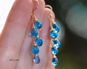 - Swiss Blue Topaz Earrings, Blue Gemstone Drop Earrings