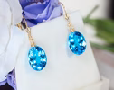 - Solid Gold 14K Swiss Blue Topaz Oval Earrings, Genuine Swiss Blue Topaz Earrings