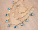 - Solid Gold 14K Swiss Blue Topaz Precious Gemstone Necklace