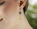 - Solid Gold 14K Tahitian Pearl Earrings with Ametrine and Lemon Quartz, One of a Kind