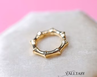 - Solid Gold 14K Textured Bamboo Shaped Connector