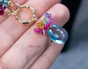 - Solid Gold 14K Topaz Charm with a Multi Gemstone Cluster