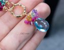 - Solid Gold 14K Topaz Charm with a Multi Gemstone Cluster