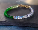 - Solid Gold 14K Tsavorite and Rainbow Moonstone Bracelet, Moonstone and Tsavorite Beaded Bracelet